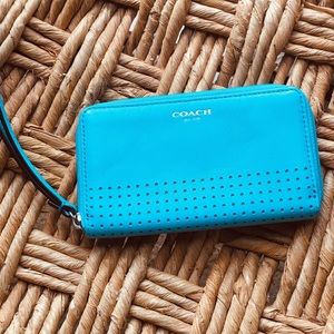 Coach Turquoise Leather Wristlet
